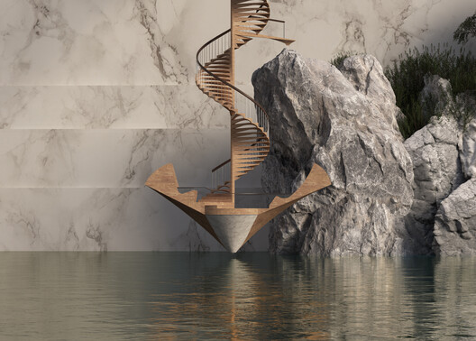 Third Prize Winner: Plumb Line Staircase. Image Courtesy of Buildner Third Prize Winner: Plumb Line Staircase. Image Courtesy of Buildner