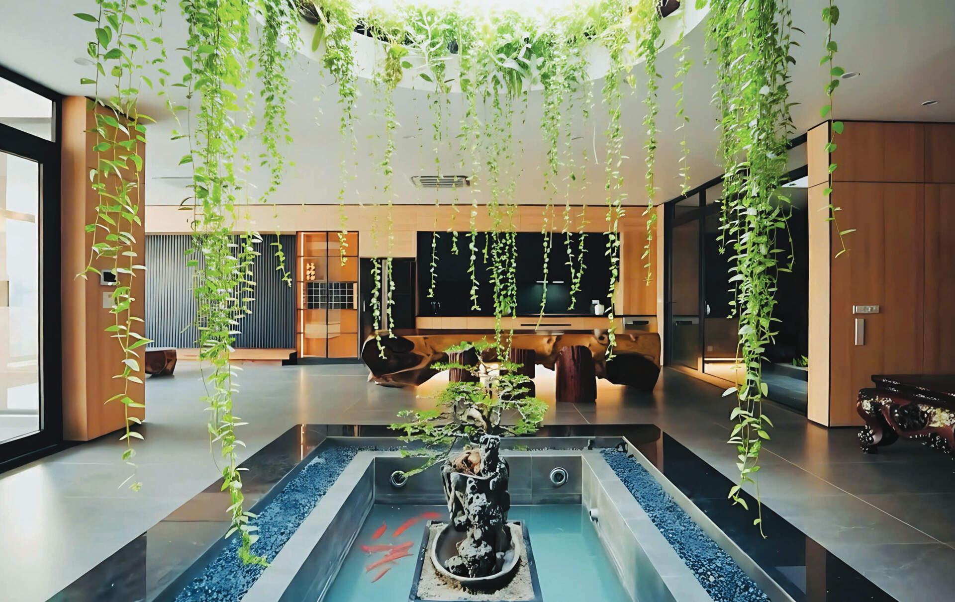 The Koi Pond and Hanging Garden That Becomes the Heart of Daily Living